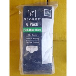 George Men's SIZE 3XL Full Rise Briefs, 6-Pack Color White